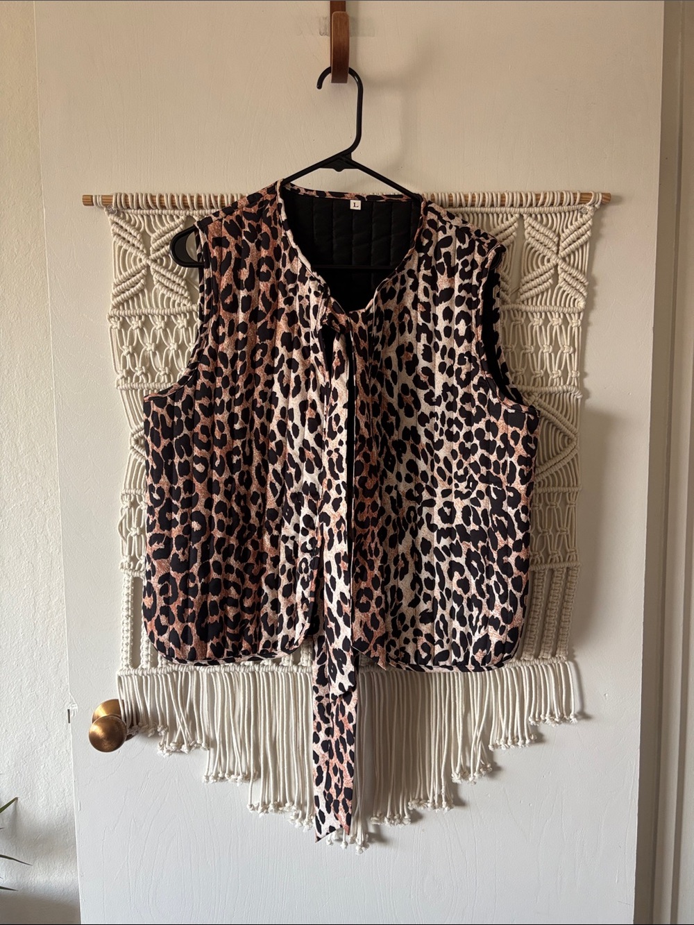 Leopard/cheetah print tie front vest